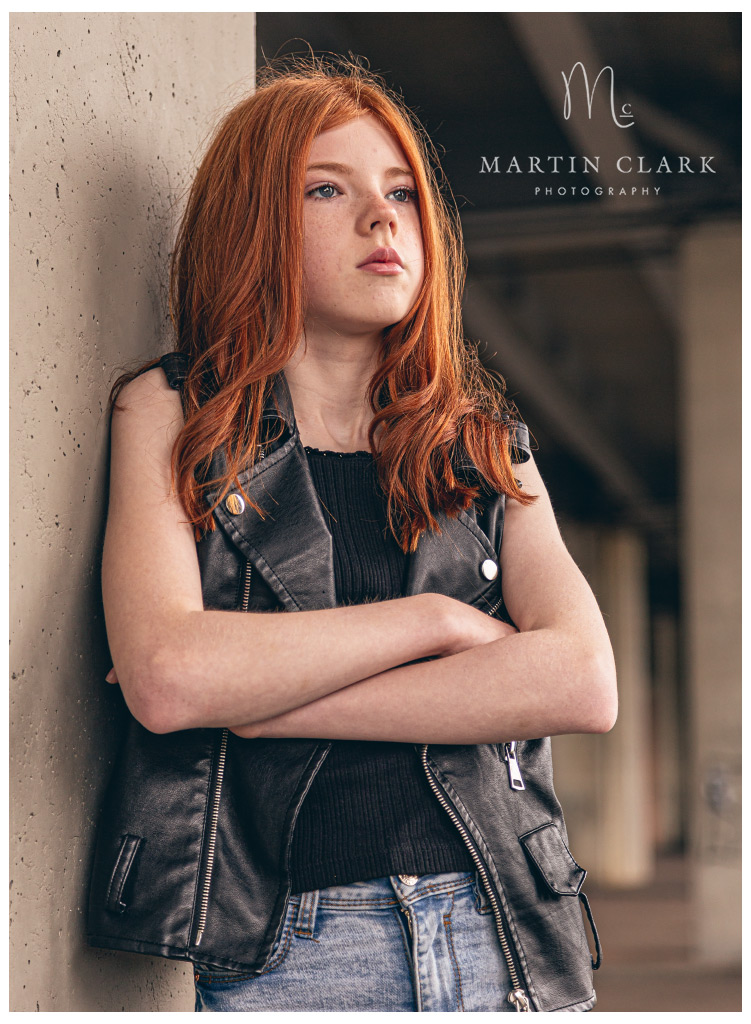 portrait of a teenage girl in a grungy urban environment Ayrshire