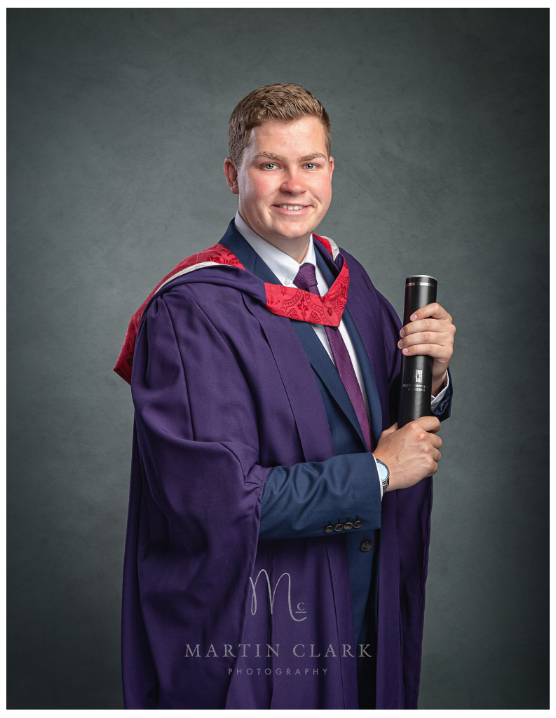 Graduation Portrait Ayrshire photographer musician grown studio