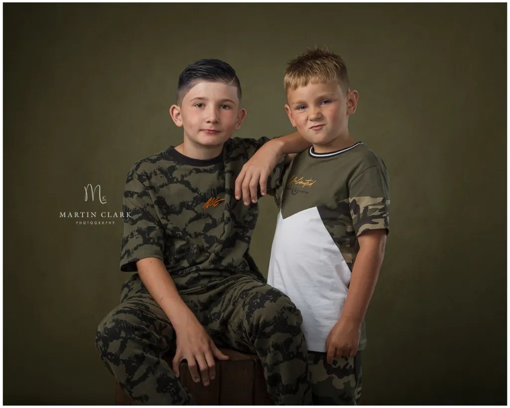 Brothers wearing cammo
