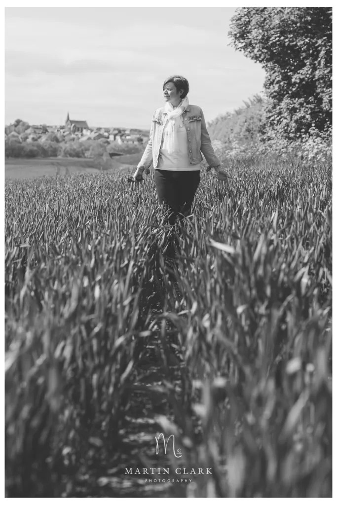 woman having a mindful walk in an ayrshire field
