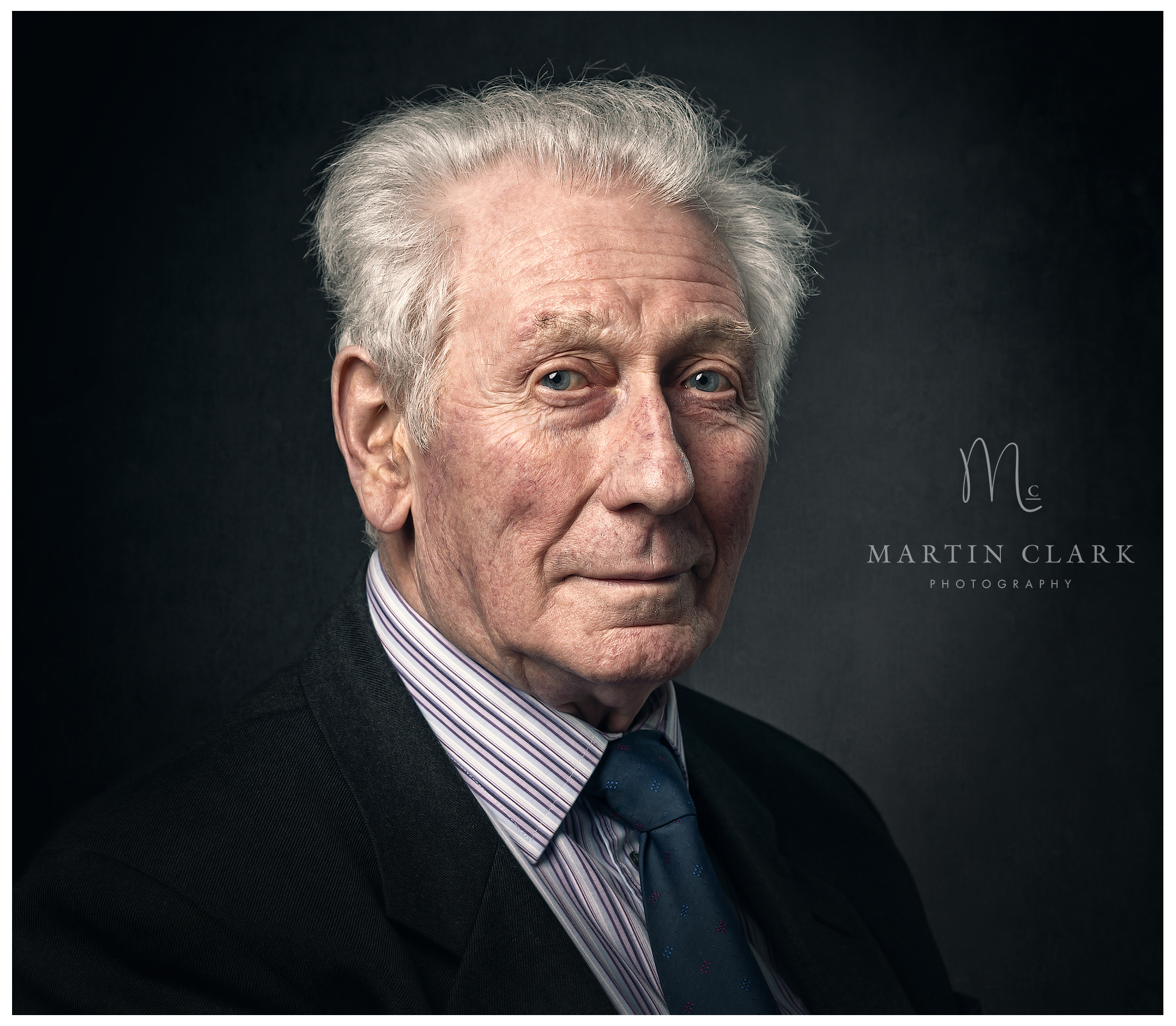 Portrait photograph of a silver haired elderly Kilmarnock gentleman