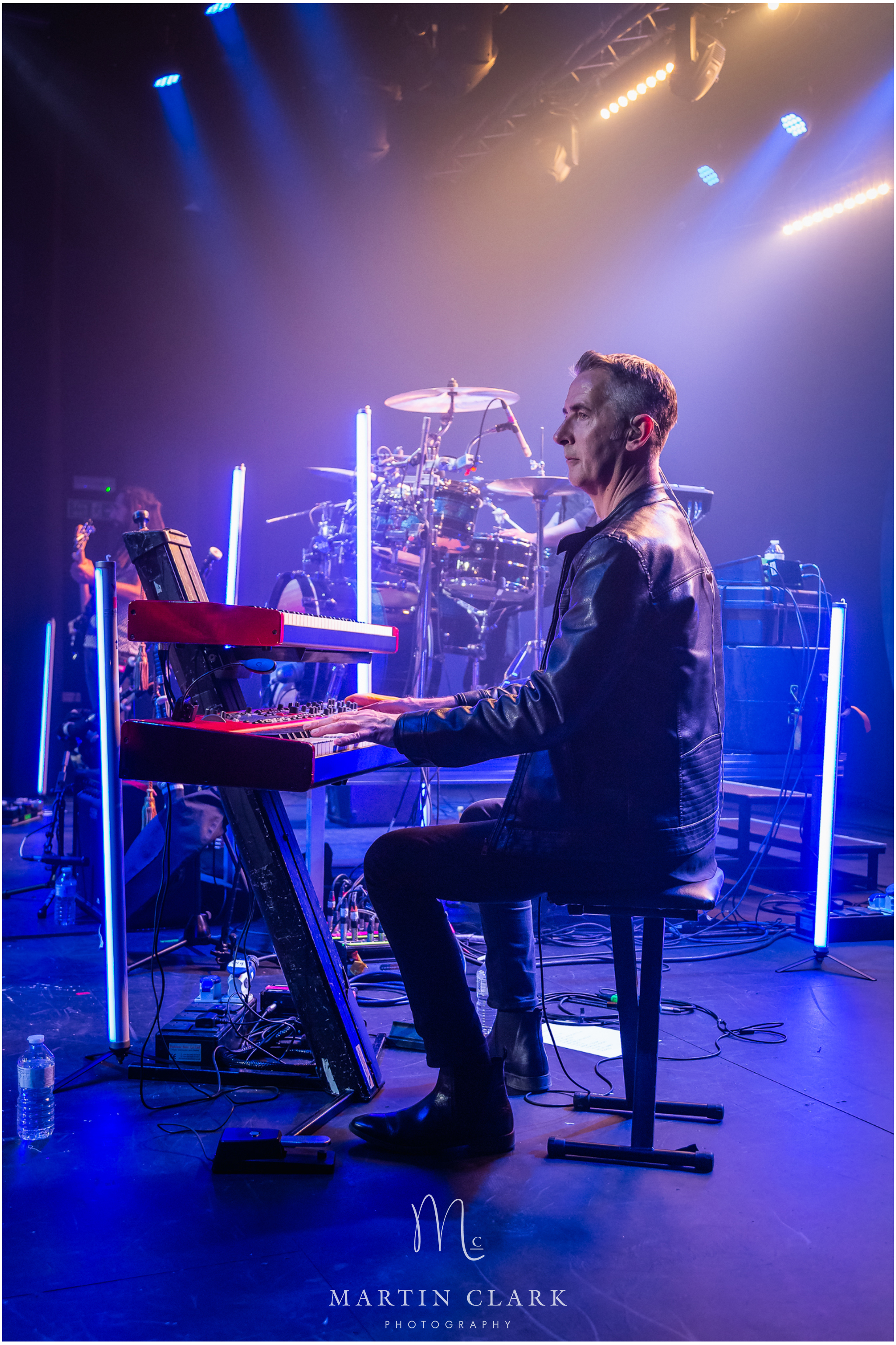 Skerryvore keyboard player Alan Scobie on stage in concert in Kilmarnock