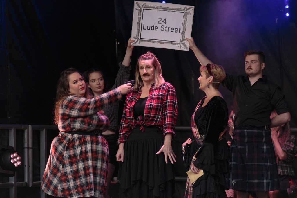 Jacobite women from a theatre outdoor performance at a Scottish castle